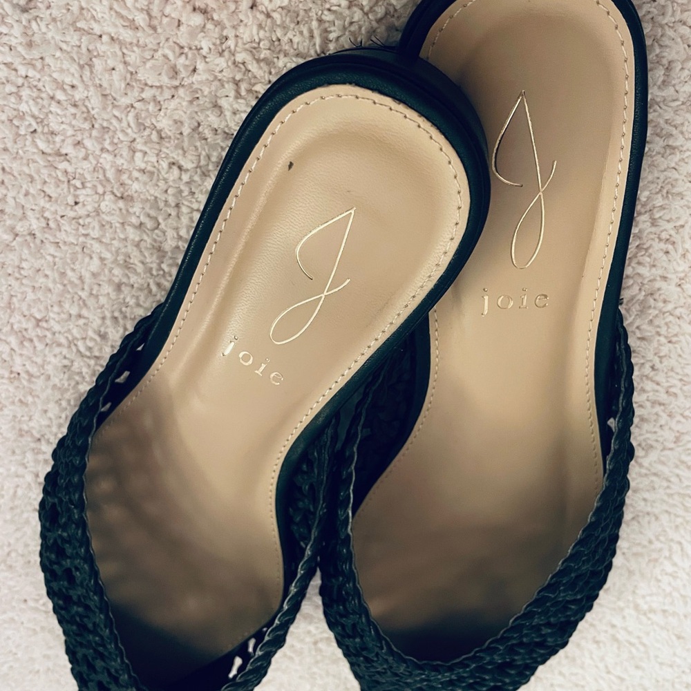 Joie Behold Black Woven Pointed Toe Mules/ no box/great condition - Picture 6 of 15